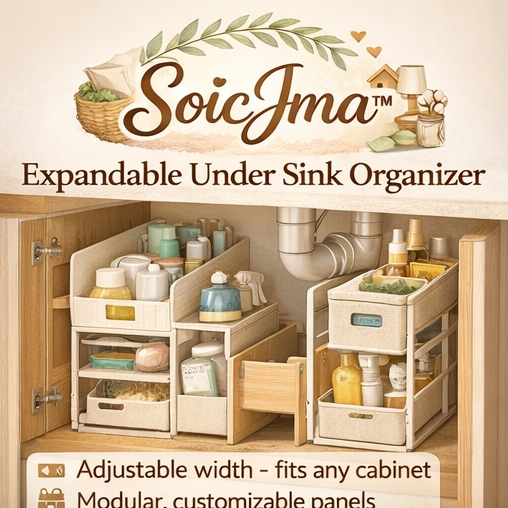 SoicJma™ Expandable Under Sink Organizer – Adjustable Cabinet Storage Rack for Kitchen & Bathroom