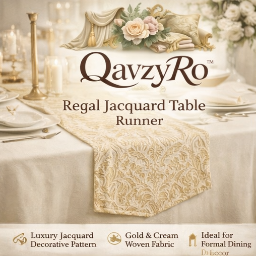 QavzyRo™ Regal Jacquard Table Runner – Elegant Patterned Dining Table Decor Runner