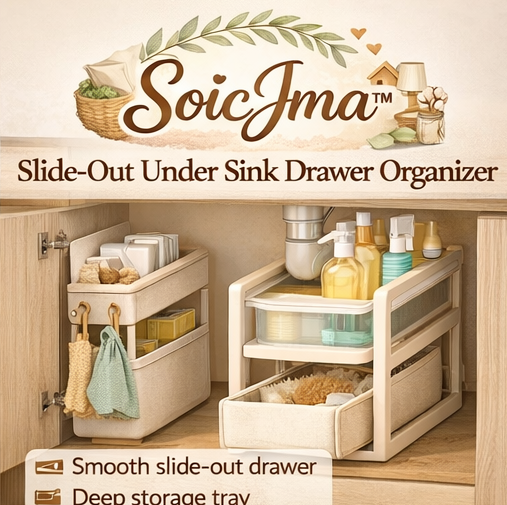SoicJma™ Slide-Out Under Sink Drawer Organizer – Pull-Out Storage Shelf for Easy Access